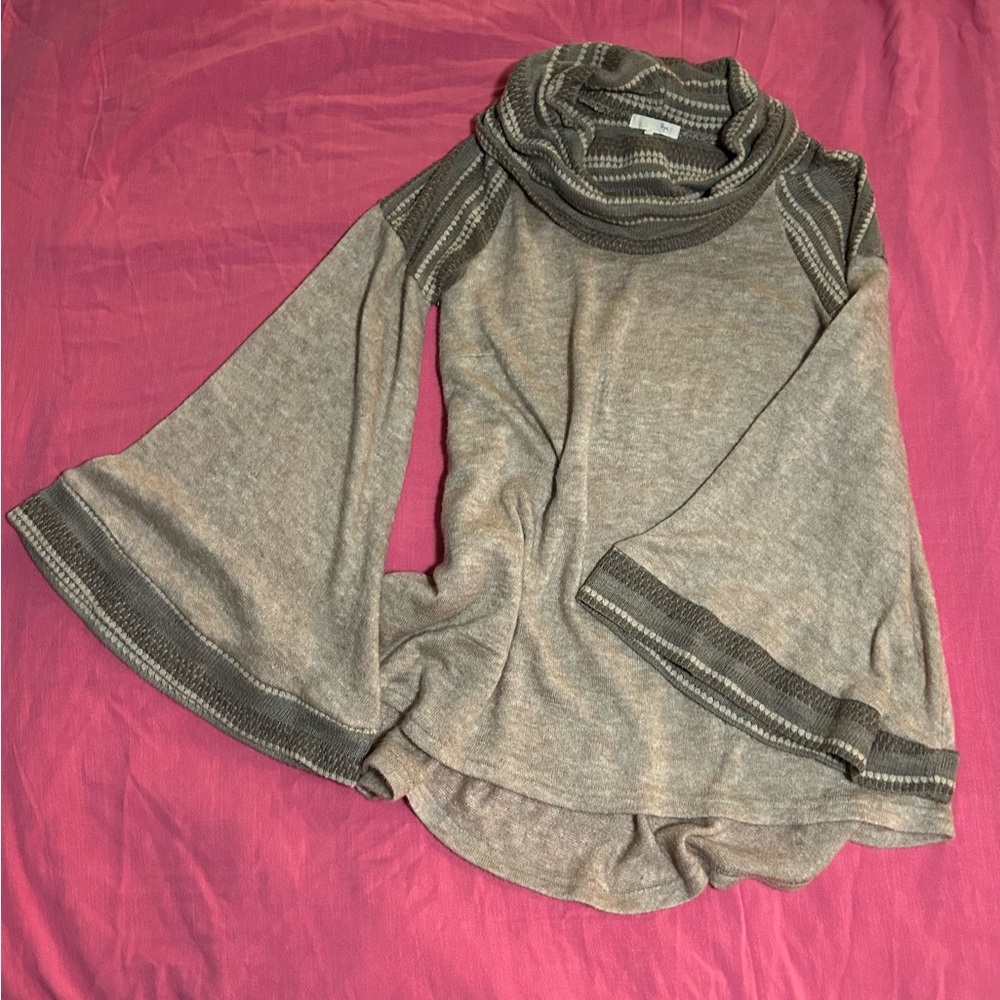 Ryu Anthropologie Cowl Neck Bell Sleeves Sweater